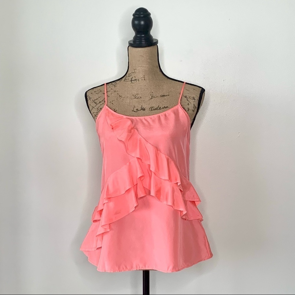 Banana Republic Strappy Coral Ruffle Silk Camisole